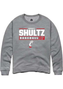 Rodney Shultz Rally Mens Graphite Cincinnati Bearcats NIL Stacked Box Crew Sweatshirt