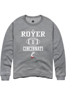 Joe Royer Rally Mens Graphite Cincinnati Bearcats NIL Sport Icon Crew Sweatshirt