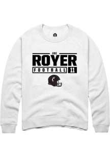 Joe Royer Rally Mens White Cincinnati Bearcats NIL Stacked Box Crew Sweatshirt