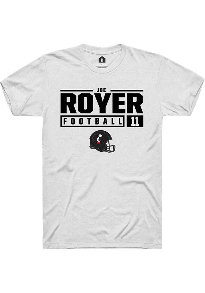 Joe Royer Cincinnati Bearcats White Rally NIL Stacked Box Short Sleeve T Shirt