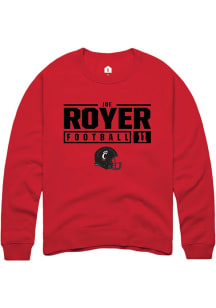 Joe Royer Rally Mens Red Cincinnati Bearcats NIL Stacked Box Crew Sweatshirt