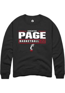 Arrinten Page Rally Mens Black Cincinnati Bearcats NIL Stacked Box Crew Sweatshirt