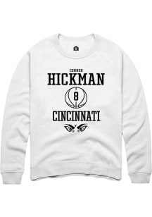 Connor Hickman Rally Mens White Cincinnati Bearcats NIL Sport Icon Crew Sweatshirt