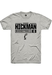 Connor Hickman Ash Cincinnati Bearcats NIL Stacked Box Short Sleeve T Shirt