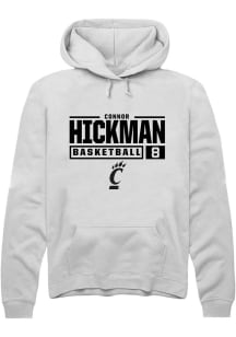 Connor Hickman Rally Mens White Cincinnati Bearcats NIL Stacked Box Hooded Sweatshirt