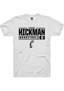 Connor Hickman White Cincinnati Bearcats NIL Stacked Box Short Sleeve T Shirt