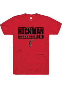 Connor Hickman Red Cincinnati Bearcats NIL Stacked Box Short Sleeve T Shirt