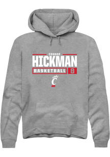 Connor Hickman Rally Mens Graphite Cincinnati Bearcats NIL Stacked Box Hooded Sweatshirt