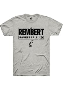 JJ Rembert Ash Cincinnati Bearcats NIL Stacked Box Short Sleeve T Shirt