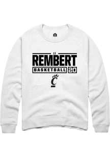 JJ Rembert Rally Mens White Cincinnati Bearcats NIL Stacked Box Crew Sweatshirt