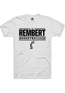 JJ Rembert White Cincinnati Bearcats NIL Stacked Box Short Sleeve T Shirt