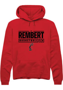 JJ Rembert Rally Mens Red Cincinnati Bearcats NIL Stacked Box Hooded Sweatshirt