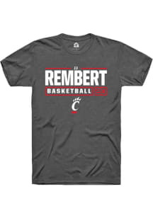 JJ Rembert Dark Grey Cincinnati Bearcats NIL Stacked Box Short Sleeve T Shirt