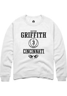 Rayvon Griffith Rally Mens White Cincinnati Bearcats NIL Sport Icon Crew Sweatshirt