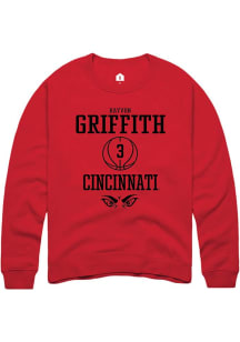 Rayvon Griffith Rally Mens Red Cincinnati Bearcats NIL Sport Icon Crew Sweatshirt