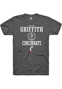 Rayvon Griffith Dark Grey Cincinnati Bearcats NIL Sport Icon Short Sleeve T Shirt