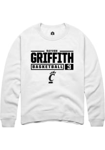 Rayvon Griffith Rally Mens White Cincinnati Bearcats NIL Stacked Box Crew Sweatshirt