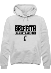 Rayvon Griffith Rally Mens White Cincinnati Bearcats NIL Stacked Box Hooded Sweatshirt