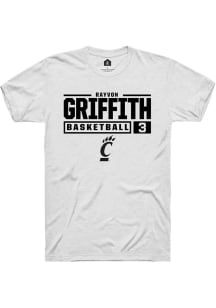 Rayvon Griffith White Cincinnati Bearcats NIL Stacked Box Short Sleeve T Shirt
