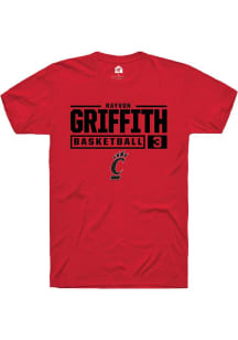 Rayvon Griffith Red Cincinnati Bearcats NIL Stacked Box Short Sleeve T Shirt