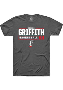 Rayvon Griffith Dark Grey Cincinnati Bearcats NIL Stacked Box Short Sleeve T Shirt