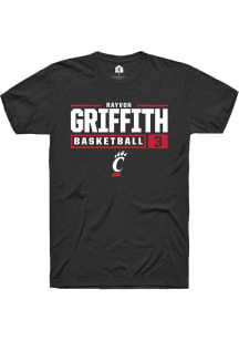 Rayvon Griffith Black Cincinnati Bearcats NIL Stacked Box Short Sleeve T Shirt