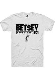 Tyler Betsey White Cincinnati Bearcats NIL Stacked Box Short Sleeve T Shirt