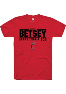 Tyler Betsey Red Cincinnati Bearcats NIL Stacked Box Short Sleeve T Shirt