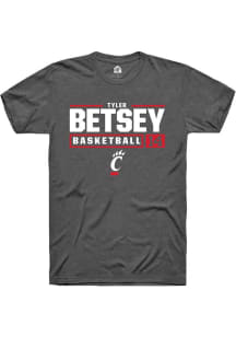 Tyler Betsey Dark Grey Cincinnati Bearcats NIL Stacked Box Short Sleeve T Shirt