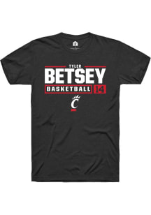 Tyler Betsey Black Cincinnati Bearcats NIL Stacked Box Short Sleeve T Shirt