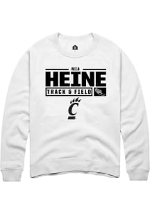 Mia Heine Rally Mens White Cincinnati Bearcats NIL Stacked Box Crew Sweatshirt