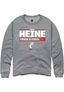 Mia Heine Rally Mens Graphite Cincinnati Bearcats NIL Stacked Box Crew Sweatshirt