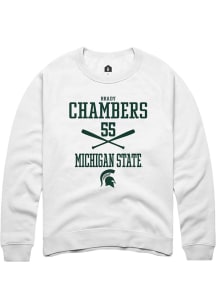 Brady Chambers Rally Mens White Michigan State Spartans NIL Sport Icon Crew Sweatshirt