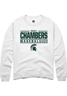 Brady Chambers Rally Mens White Michigan State Spartans NIL Stacked Box Crew Sweatshirt