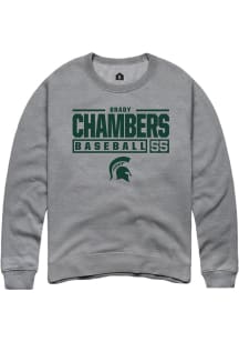 Brady Chambers Rally Mens Graphite Michigan State Spartans NIL Stacked Box Crew Sweatshirt