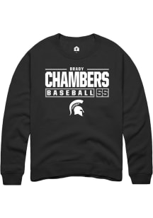 Brady Chambers Rally Mens Black Michigan State Spartans NIL Stacked Box Crew Sweatshirt