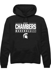 Brady Chambers Rally Mens Black Michigan State Spartans NIL Stacked Box Hooded Sweatshirt