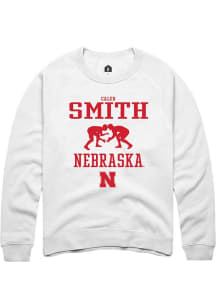 Caleb Smith Rally Mens White Nebraska Cornhuskers NIL Sport Icon Crew Sweatshirt