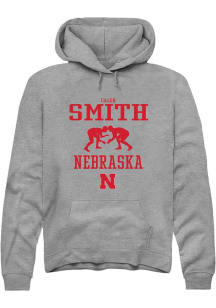 Caleb Smith Rally Mens Graphite Nebraska Cornhuskers NIL Sport Icon Hooded Sweatshirt