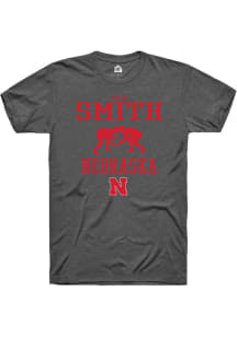 Caleb Smith Dark Grey Nebraska Cornhuskers NIL Sport Icon Short Sleeve T Shirt