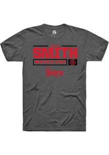 Caleb Smith Dark Grey Nebraska Cornhuskers NIL Stacked Box Short Sleeve T Shirt