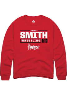 Caleb Smith Rally Mens Red Nebraska Cornhuskers NIL Stacked Box Crew Sweatshirt