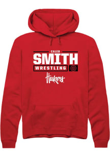 Caleb Smith Rally Mens Red Nebraska Cornhuskers NIL Stacked Box Hooded Sweatshirt