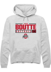 Lorin Boutté Rally Mens White Ohio State Buckeyes NIL Stacked Box Hooded Sweatshirt