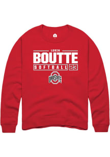 Lorin Boutté Rally Mens Red Ohio State Buckeyes NIL Stacked Box Crew Sweatshirt