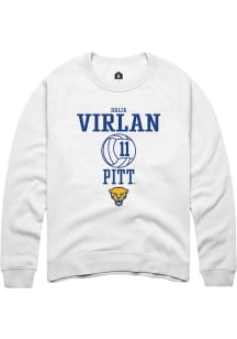 Dalia Virlan Rally Mens White Pitt Panthers NIL Sport Icon Crew Sweatshirt