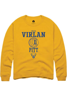 Dalia Virlan Rally Mens Gold Pitt Panthers NIL Sport Icon Crew Sweatshirt