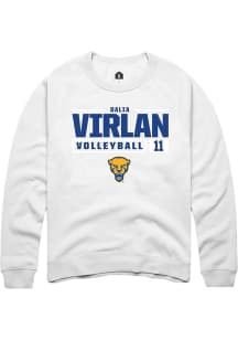 Dalia Virlan Rally Mens White Pitt Panthers NIL Stacked Box Crew Sweatshirt