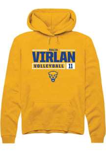 Dalia Virlan Rally Mens Gold Pitt Panthers NIL Stacked Box Hooded Sweatshirt