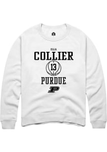 Ella Collier Rally Mens White Purdue Boilermakers NIL Sport Icon Crew Sweatshirt